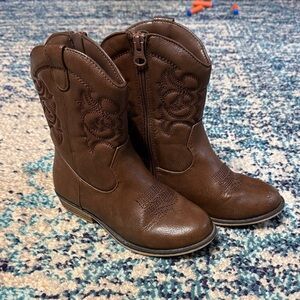 Brown faux leather Kids Cowboy Boots